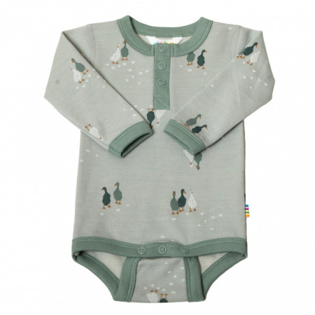 Body lână merinos si bumbac organic Joha - Mint Goose