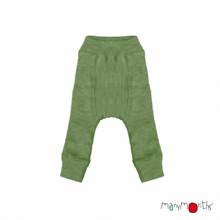 Pantaloni dublați Manymonths lână merinos - Jade Green