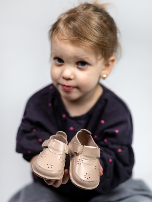 Pantofi barefoot din piele naturala - Erda Rose Fleur