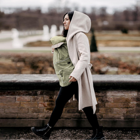 Protecție de iarnă SoftShell - Heather Green/Cream + Cagulă ajustabilă