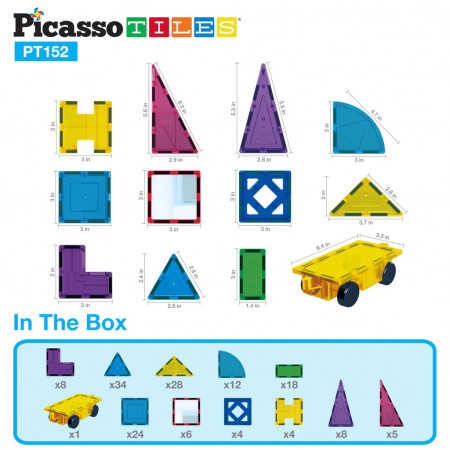 Set PicassoTiles 152 piese magnetice de construcție