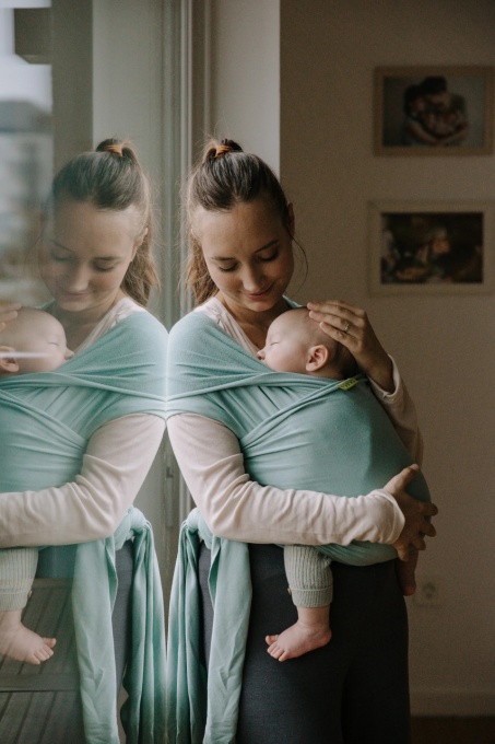Wrap elastic Boba, Sea Mist(bambus+bumbac) - Marsupiu ergonomic