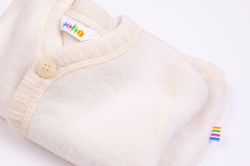 Cardigan lână merinos fleece, Joha - Basic White
