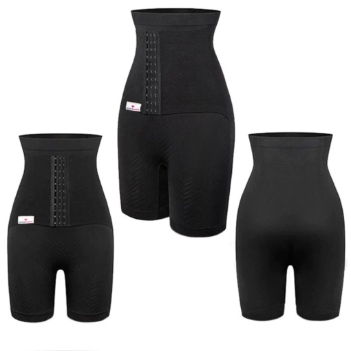 Colanti scurti modelatori cu centura abdominala postnatala integrata, WonderMom Negri marimea S - Img 2