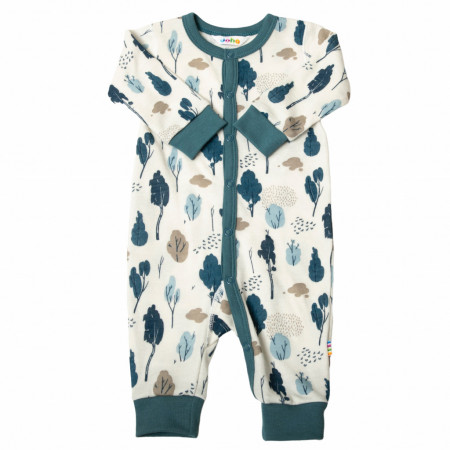 Jumpsuit lână merinos și bambus Joha - Dark Blue Trees
