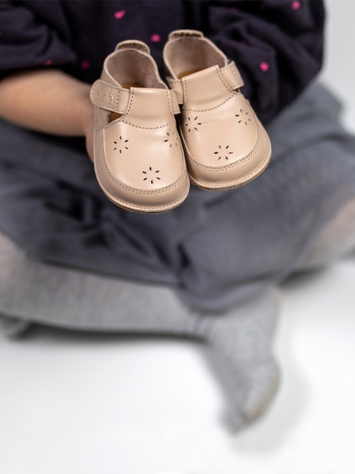 Pantofi barefoot din piele naturala - Erda Rose Fleur