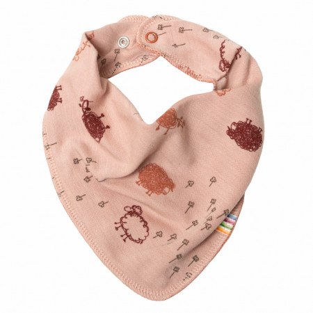 Bavețică/esarfă din lână merinos si bumbac organic Joha - Peach Sheep