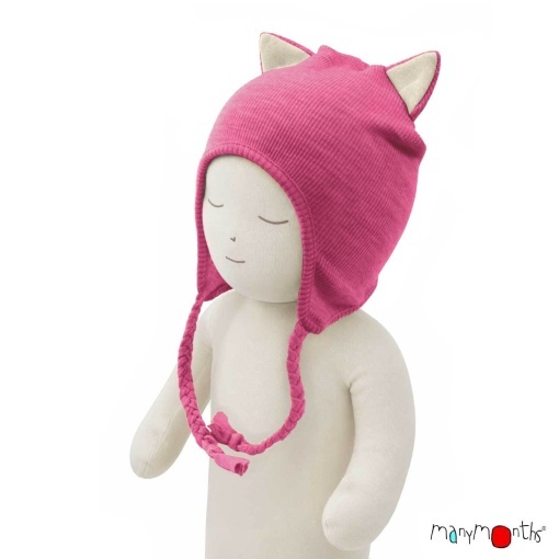 Caciulă ManyMonths Kitty lână merinos - Nebula Pink