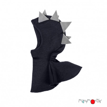Cagulă ManyMonths Dino lână merinos - Foggy Black