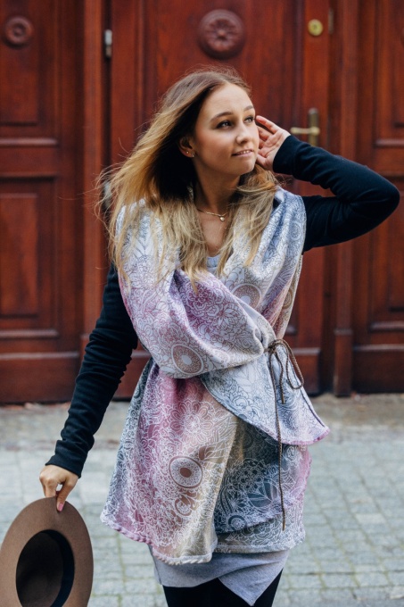 Cardigan lung/protectie babywearing pentru vreme rece, Lenny lamb - Wild Wine Vineyard
