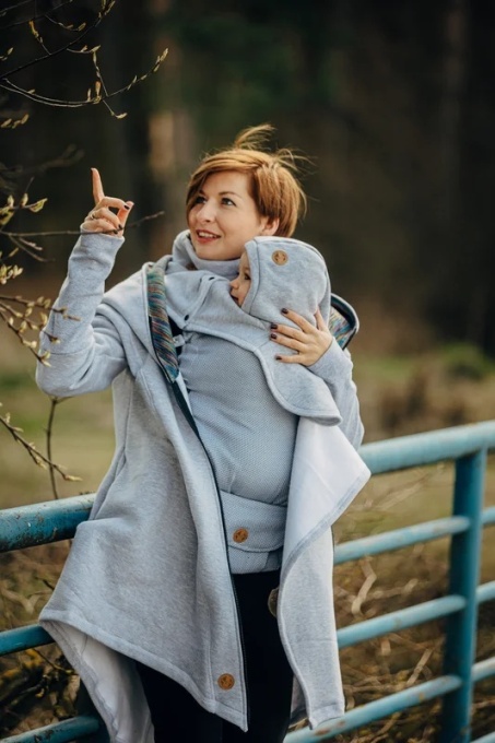 Guler 2 in 1 pentru mama si bebe, Lennylamb, Grey