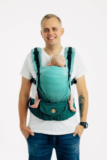 LennyUpgrade Pro - Herringbone Ombre Green, Marsupiu ergonomic