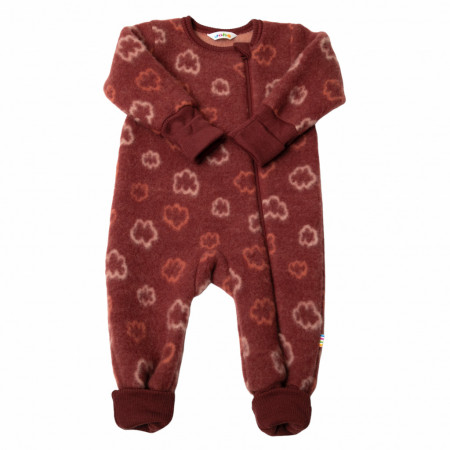 Overall din lână merinos fleece, cu manusi si botosei Joha - Bordeaux Clouds
