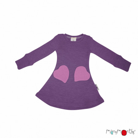 Rochie ManyMonths lână merinos  - Heart Pockets Dusty Grape