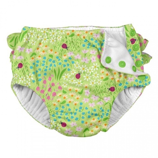 Scutec de inot refolosibil Iplay UPF 50+, Green Flower Patch (marime 4 ani (17-21kg ))