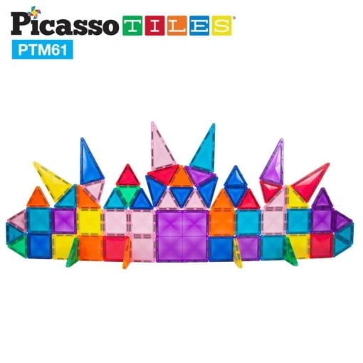 Set PicassoTiles 61 piese magnetice de construcție mini cu efect de diamant