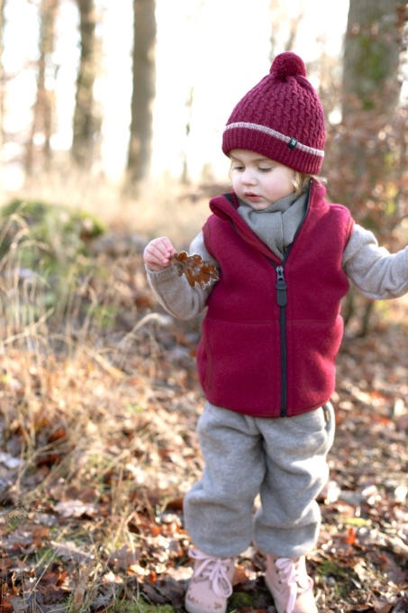Vestă din lână merinos fleece Pure Pure - Berry Red