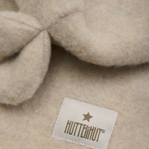 Cagulă dublată lână merinos fleece Huttelihut - Camel Melange - detaliu