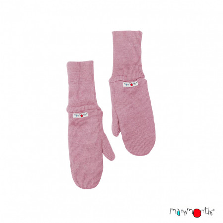 Mănuși dublate din lână merinos ManyMonths - Vintage Pink