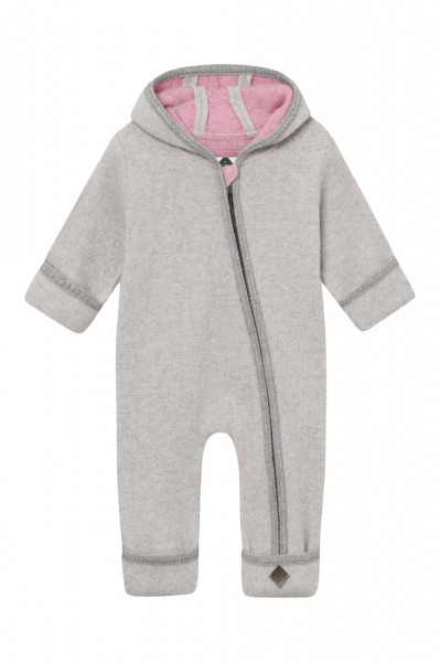 Overall lână merinos fiartă cu mănuși și botoșei, Stapf - Grey/Rose