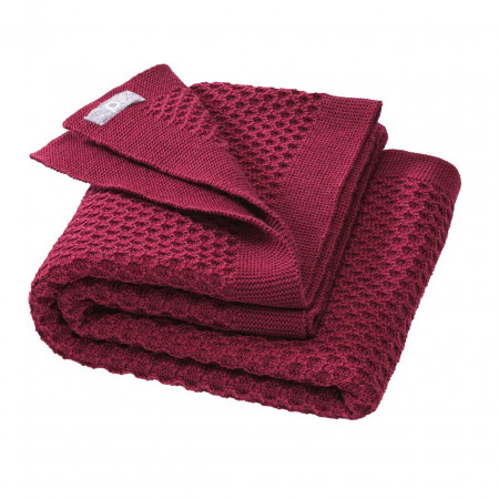 Pătură din lână merinos bebeluși Disana - Honeycomb Cassis