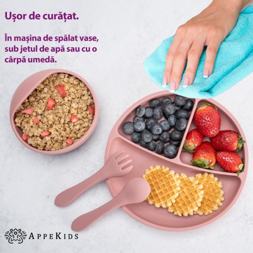 Set Diversificare, AppeKids, 100% Silicon, Basic - Old Rose - Img 5