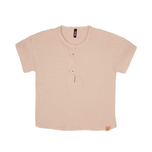 Tricou din muselină dublă de bumbac, Pure Pure - Taupe