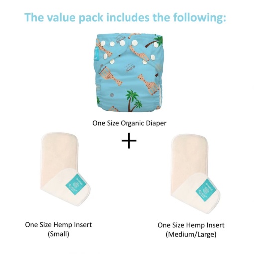 Scutec textil refolosibil Charlie Banana cu inserturi din cânepă, Sophie La Girafe Blue - Img 9