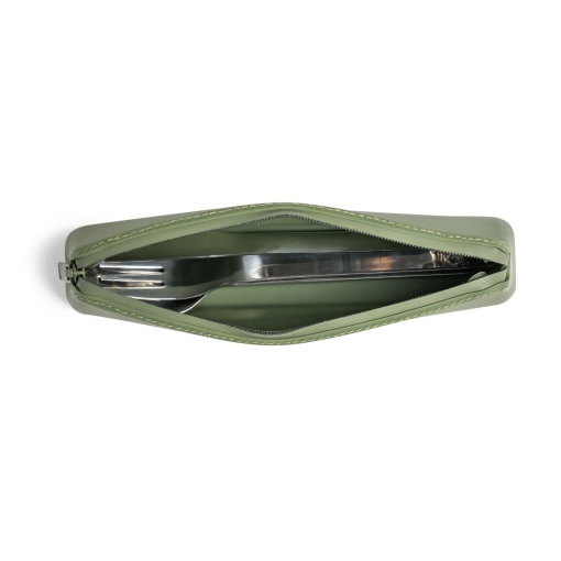 Set tacâmuri din inox cu husă din silicon cu fermoar, Citron - Green - Img 8