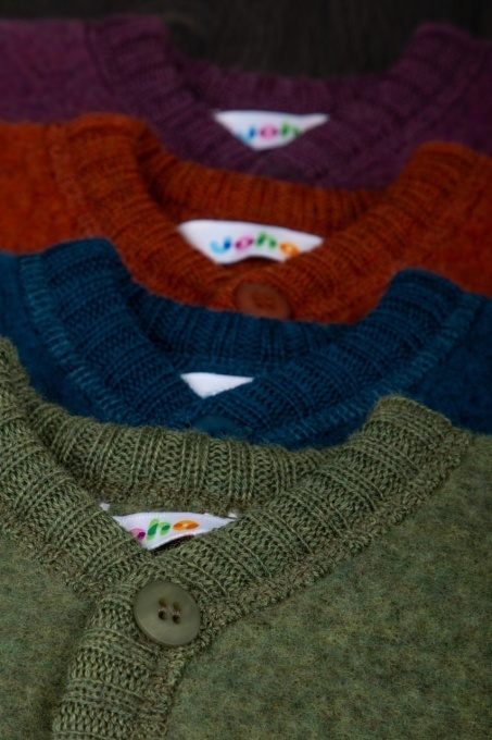 Cardigan lână merinos fleece, Joha - Plum