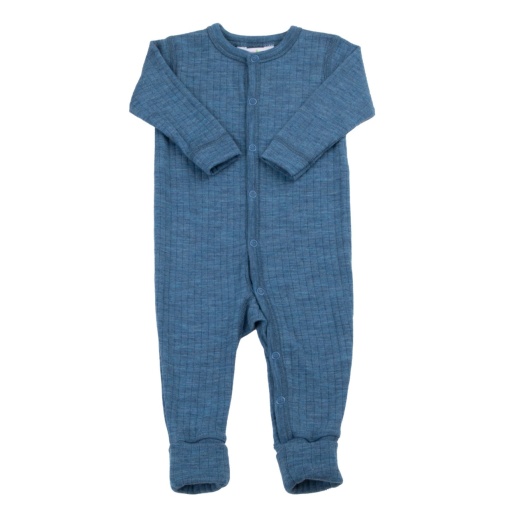 Overall/Pijama lână merinos cu/fara sosete Joha - Basic Blue