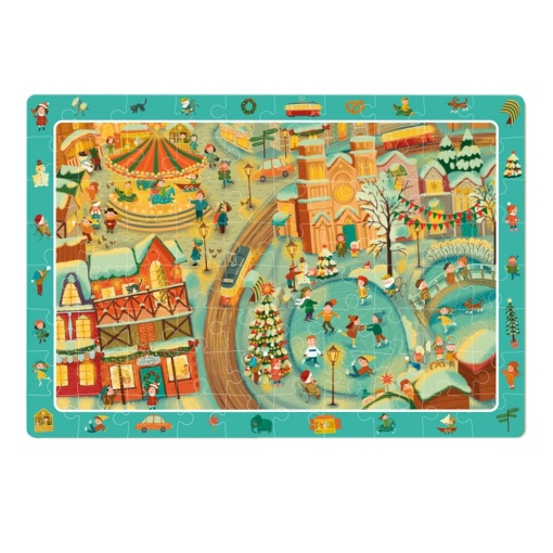 Puzzle de observare, Iarna in oras, 80 piese - Dodo Toys - Img 2