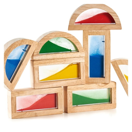 Rainbow Blocks cu nisip colorat, Guidecraft - Img 4