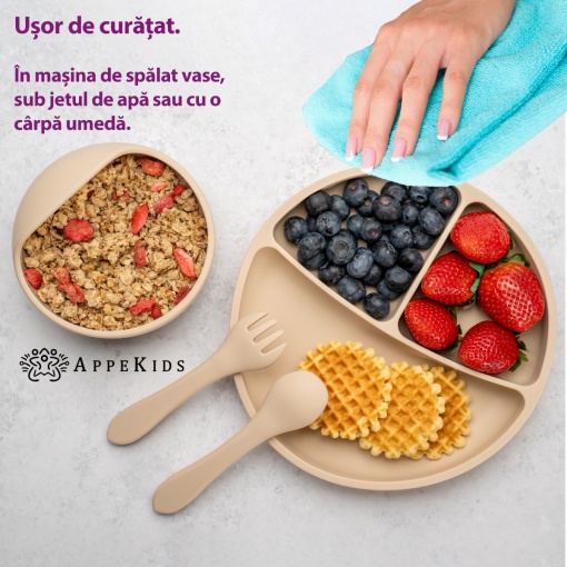 Set Diversificare, AppeKids, 100% Silicon, Basic - Bubble Beige - Img 5
