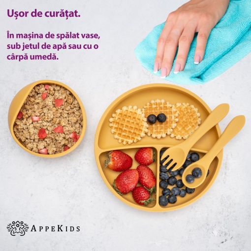 Set Diversificare, AppeKids, 100% Silicon, Basic - Honey - Img 5