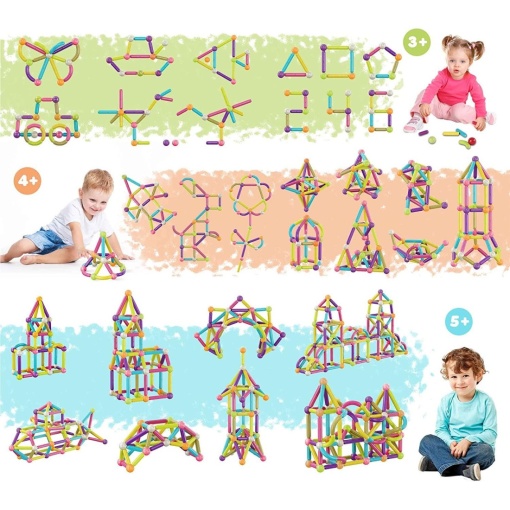 Set PicassoTiles 50 tije și bile magnetice de construcție