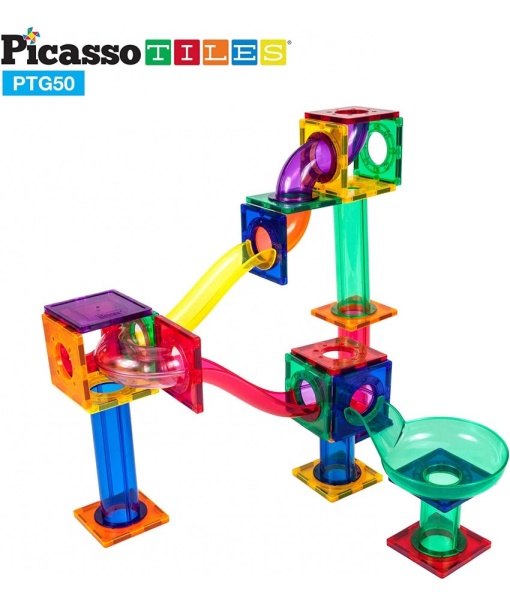 Set PicassoTiles Traseu pentru bile (marble run) - 50 de piese