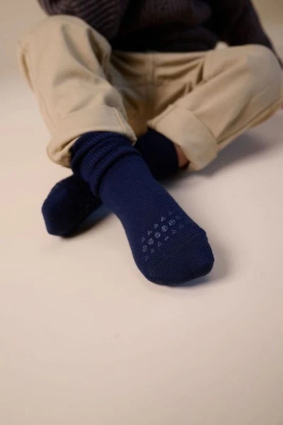 Șosete antiderapante din lână merinos GoBabyGo - Midnight Blue