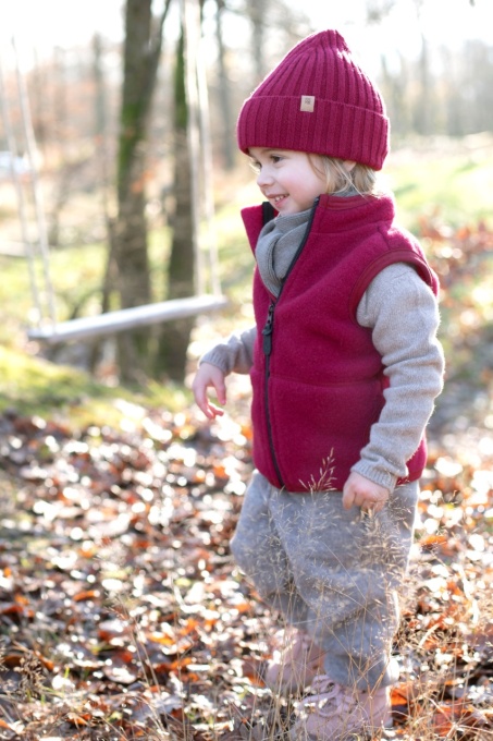 Vestă din lână merinos fleece Pure Pure - Berry Red