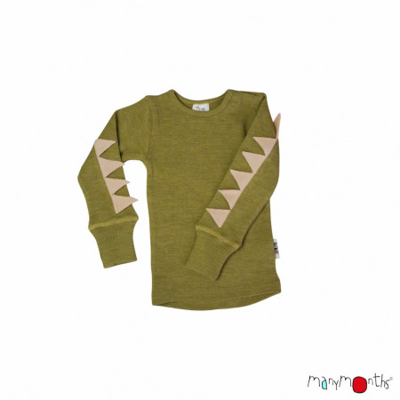 Bluză ManyMonths Dino lână merinos - Pea Green
