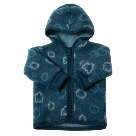Jacheta/ Cardigan din lână merinos fleece, Joha - Dark Blue Clouds