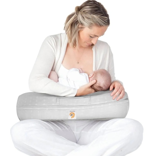 Perna de Alaptat Multifunctionala Ergobaby Natural Curve, Moonlight Grey - Img 3