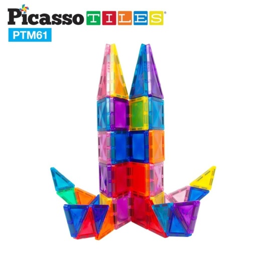 Set PicassoTiles 61 piese magnetice de construcție mini cu efect de diamant