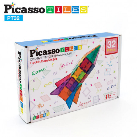 Set PicassoTiles Rachetă - 32 piese magnetice de construcție