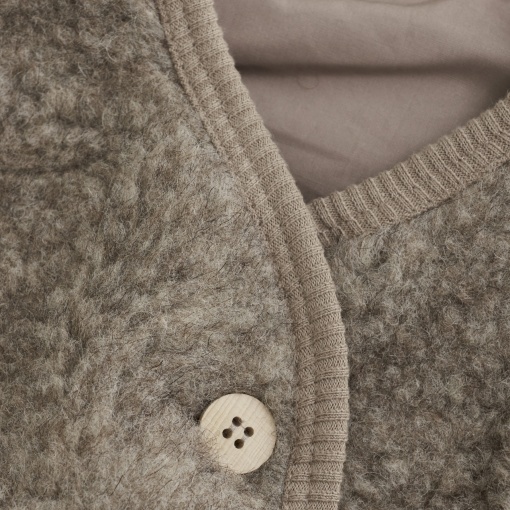 Vestă din lână merinos teddy Huttelihut - Camel Melange