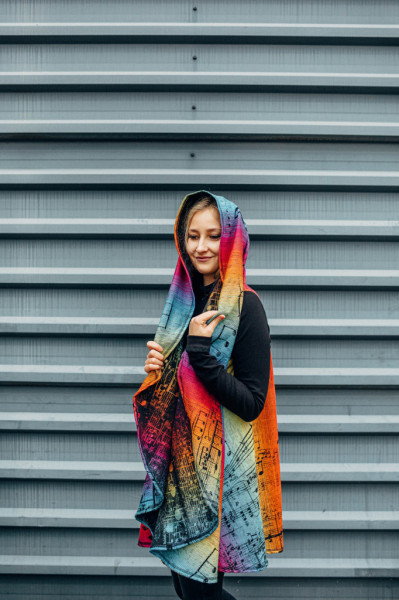 Cardigan lung/protectie babywearing pentru vreme rece, Lenny lamb - Symphony Rainbow Dark