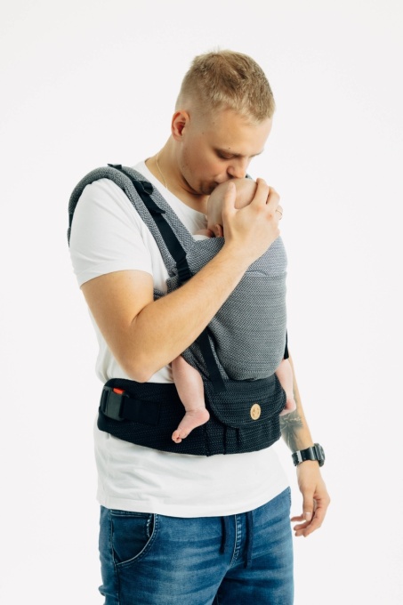 LennyUpgrade Pro - Herringbone Ombre Grey, Marsupiu ergonomic
