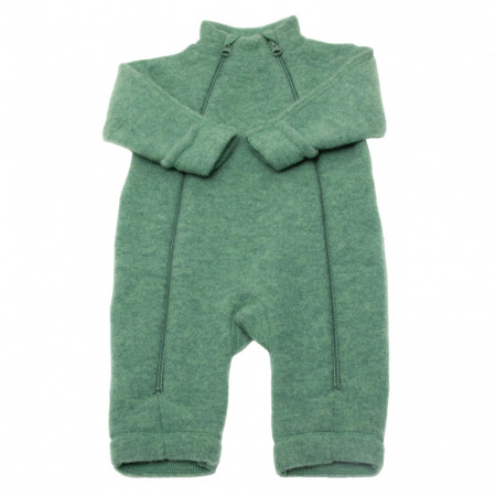 Overall cu mănuși și botoșei lână merinos fleece, Joha - Basic Green