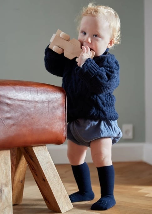 Șosete antiderapante din bambus GoBabyGo - Dark Blue
