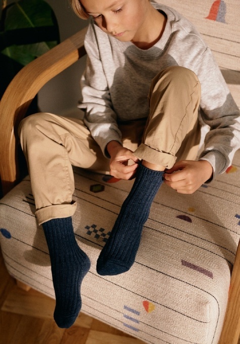 Șosete groase din lână merinos (copii și femei) Mp Denmark - Quinn Dark Denim
